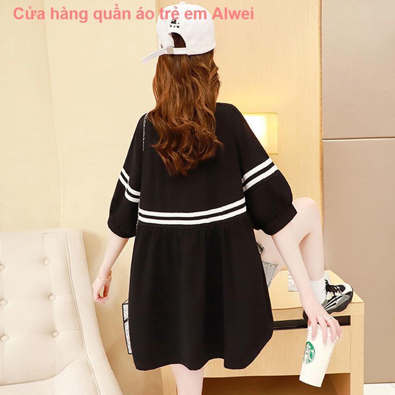 quần bộcotton mùa hè váy bà bầu mẫu thời trang ngắn lưới a-line màu đỏ kiểu phương tây nhỏ, rộng rãi