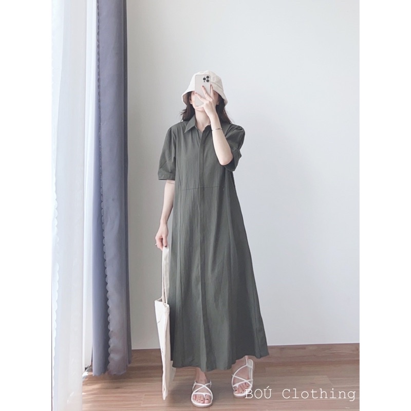 Đầm sơ mi dáng dài phong cách vintage xinh xắn