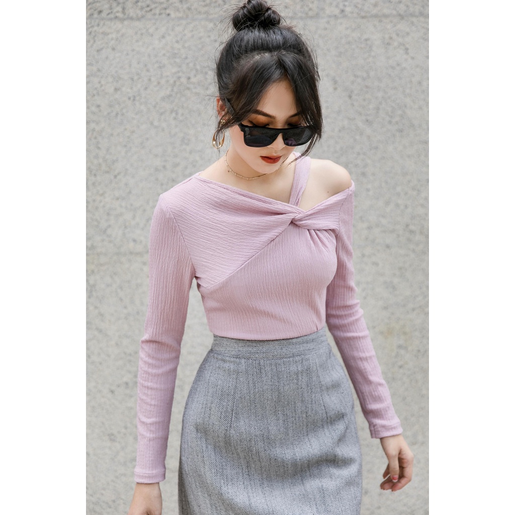 Áo cổ xoắn Oversized bắt dây 1 bên vai [XT7]