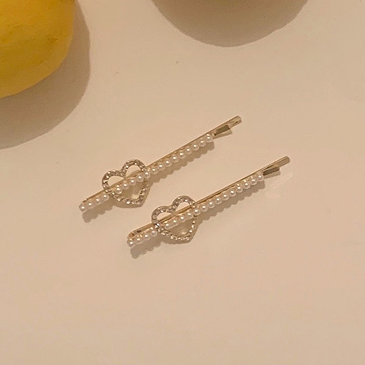Kẹp Tóc Đính Hạt Ngọc Trai Hình Trái Tim Xinh Xắn Cho Nữ