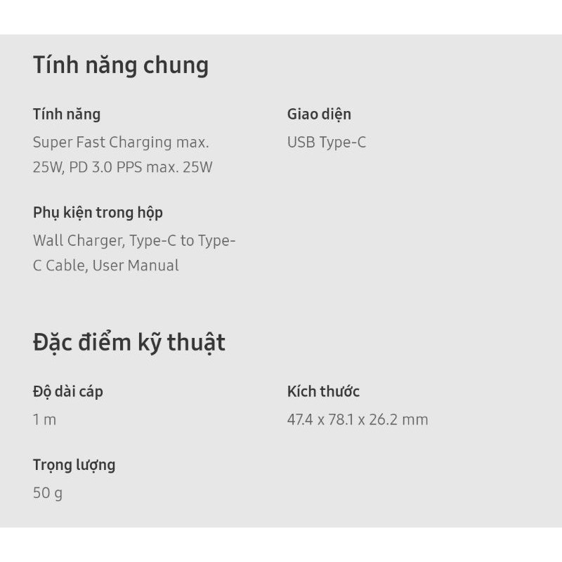 Sạc Nhanh Samsung 25w Chính Hãng S23/S22/S21/S21+/S21 Ultra/S20/S20+/S20 Ultra/S10 5G/Note10/Note20/Note20 Ultra/ 25W
