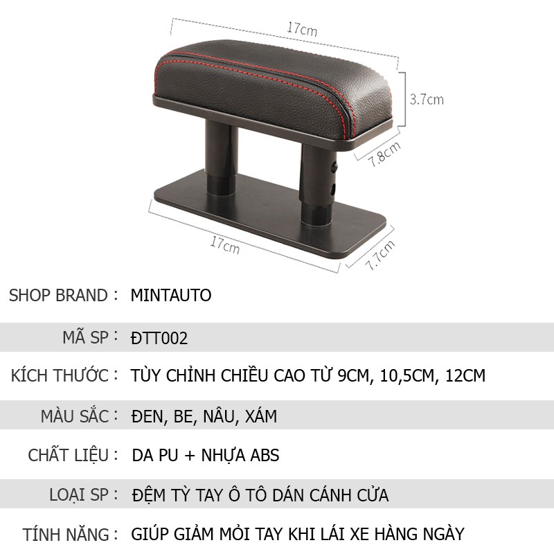 Đệm tỳ tay ô tô dán vào cánh cửa xe hơi, ô tô giúp giảm mỏi tay cho tài xế bằng da êm ái mềm mại cao cấp tiện lợi