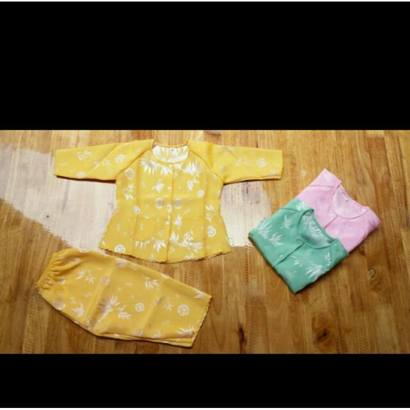 Bà ba vải gấm lá tre cho bé gái