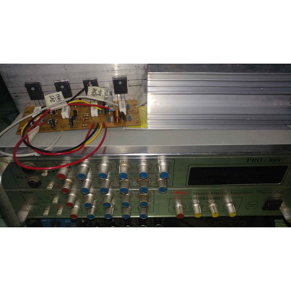 Mạch công suất AMPLI(đã lắp sò,tản nhiệt, dây tín hiệu,dây nguồn)