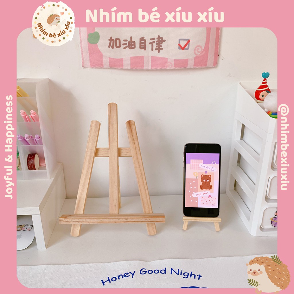 Giá đỡ điện thoại/ipad/máy tính bảng bằng gỗ mịn decor bàn học VT110