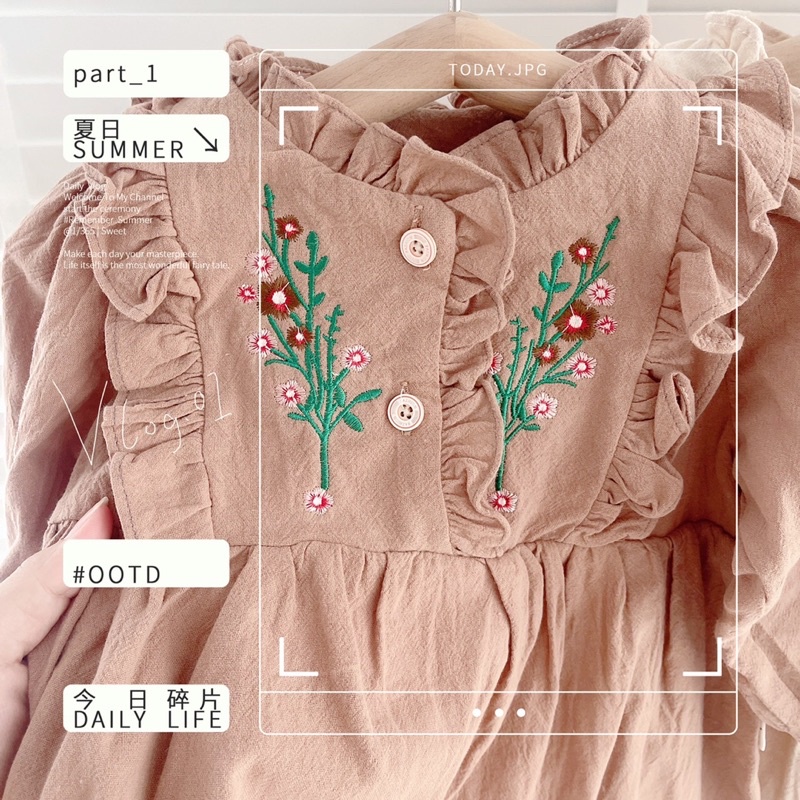 Váy thu dài tay vintage chất thô Hàn mềm cho bé 1-5 tuổi