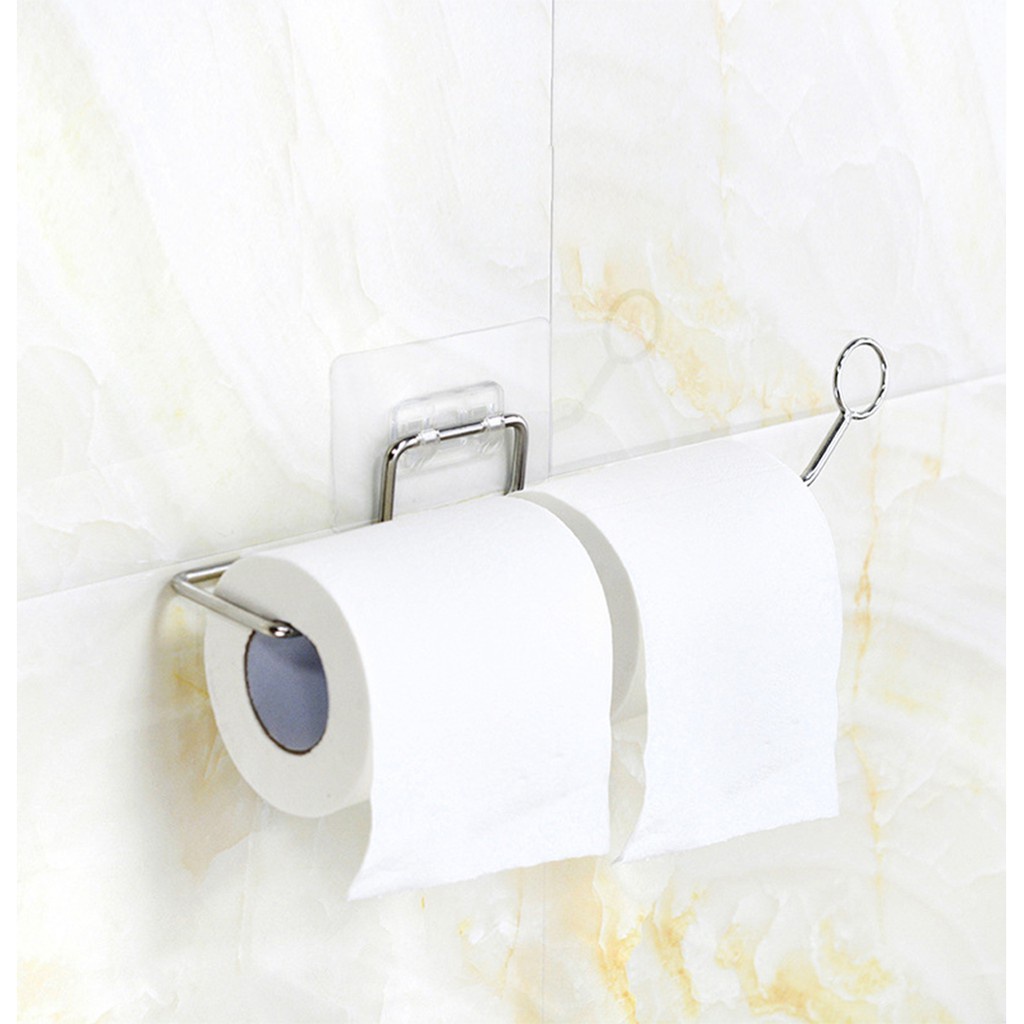 [Tổng Kho Sỉ] Giá Khung Inox 304 Treo Cuộn GIẤY VỆ SINH G8 Kèm Móc Treo Dán Tường