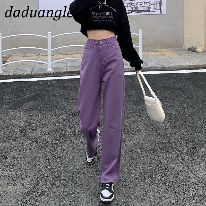 Quần jean Daduhey lưng cao ống rộng phong cách Hàn Quốc cho nữ plus size