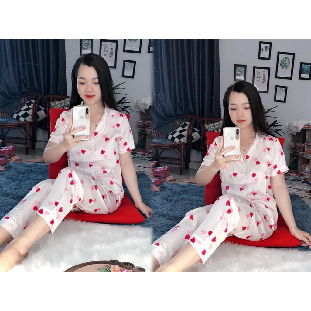 Bộ Pijama Nữ Satin Cao Cấp ( Áo Ngắn Quần Dài ) | BigBuy360 - bigbuy360.vn