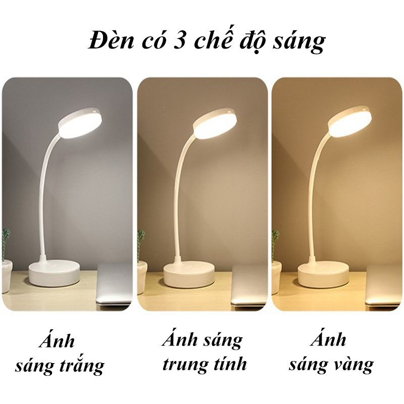 Đèn Học Chống Cận, Bóng Đèn Led Để Bàn 3 Ánh Sáng, Sạc Tích Điện Tiết Kiệm Điện AUTO BIM