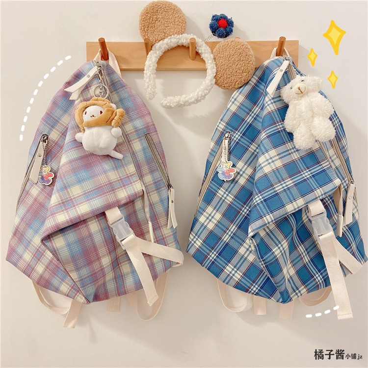 B32 - BALO TAM GIÁC KẺ CARO ULZZANG