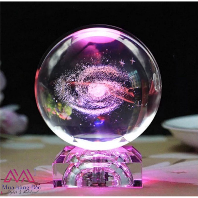 Quà tặng sinh nhật quả cầu pha lê 3D galaxy đèn led tặng sẵn hộp quà