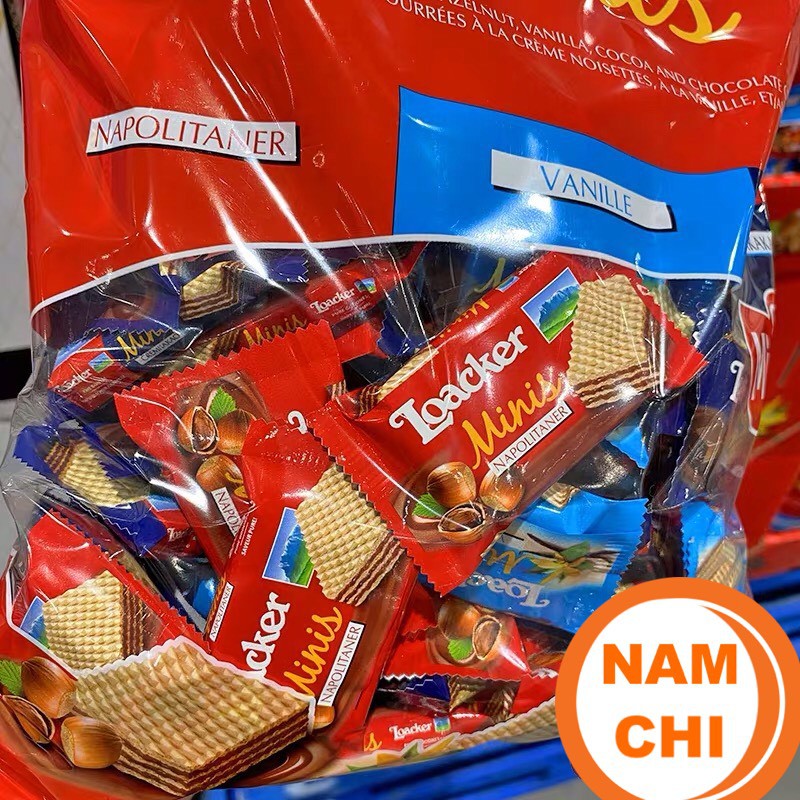 BÁNH XỐP NHÂN KEM LOACKER MINIS TÚI 800G MIX 80 BÁNH CHUẨNN COSTCO
