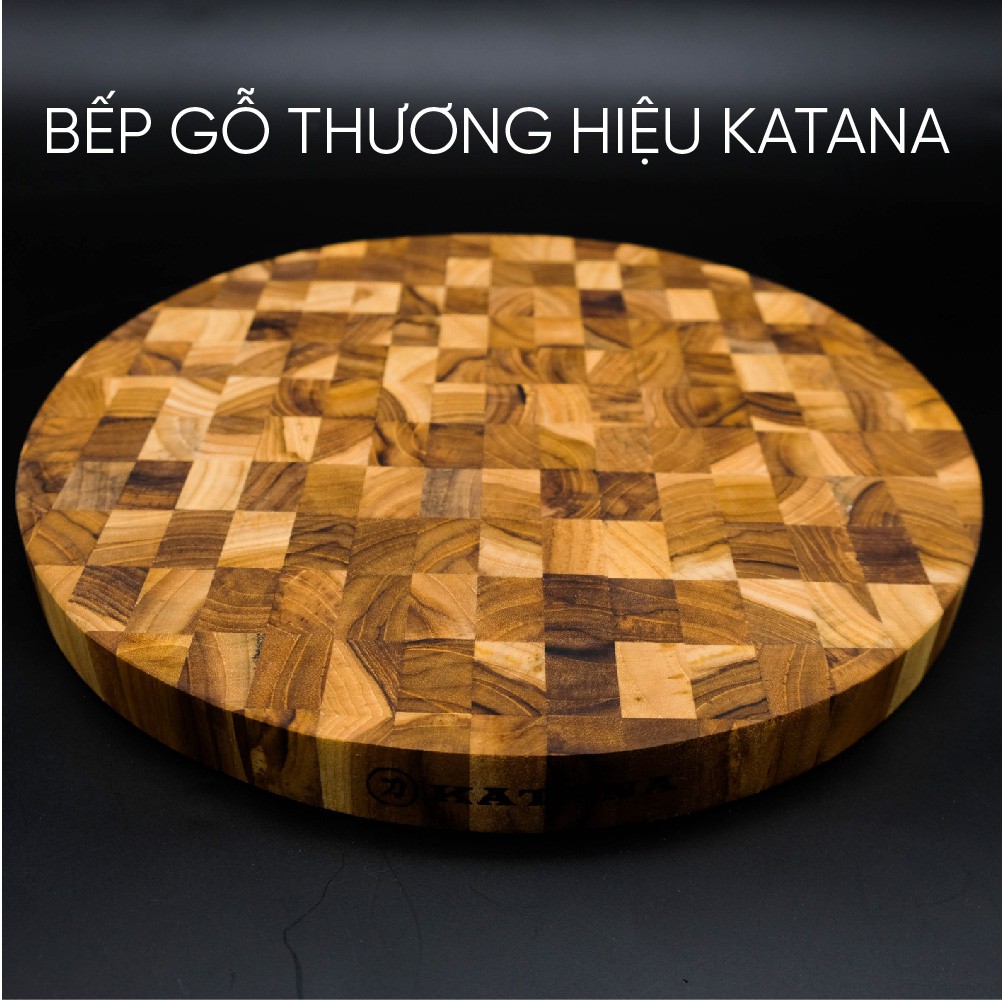 Thớt tròn KATANA gỗ Teak đầu cây cao cấp cỡ lớn - TKT04