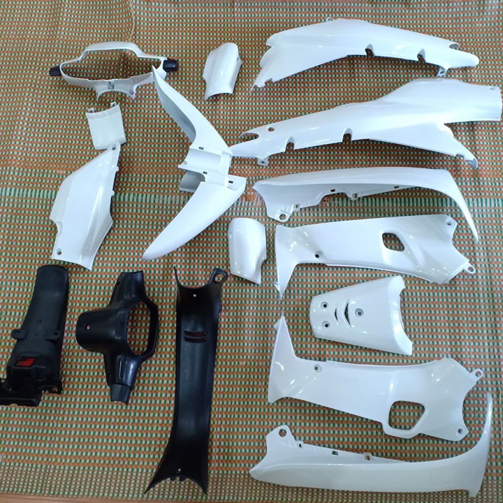 Bộ dàn áo xe WAVE alpha - Wave Zx - Wave 110 đời 2002-2006, nhựa ABS nguyên sinh màu trắng