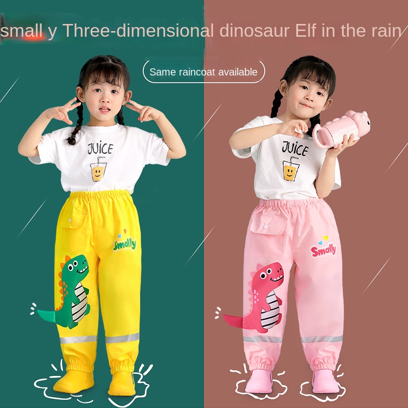 Vỏ Bọc Chân Đi Mưa Bằng Vải Oxford Chống Nước In Hình Khủng Long Cho Bé