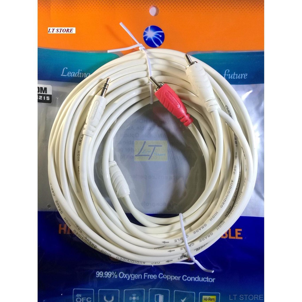 Dây loa 1 đầu 3.5 ra 2 AV loại xịn chống nhiễu Choseal dài 1.8m