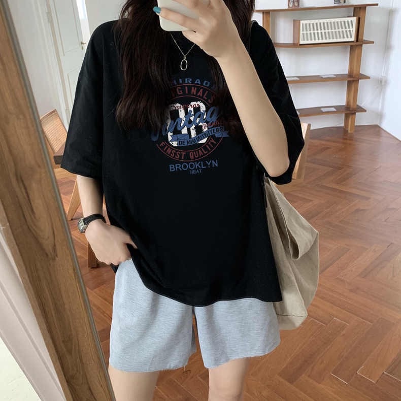 Áo Thun HIIXIIVI T-Shirt Tay Ngắn Cổ Tròn In Hình Hoàng Hôn Thời Trang Mùa Hè Phong Cách Hàn Quốc Dành Cho Nữ 2022