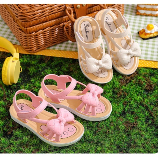 DÉP SANDAL NƠ BÉ GÁI QUAI DÁN ĐẾ CAO SU SIÊU MỀM