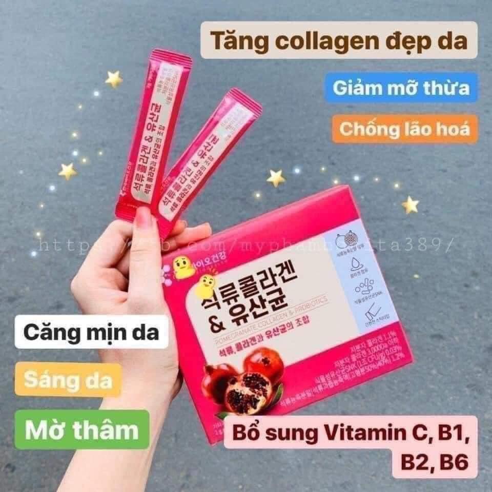 Collagen lựu, collagen đẹp da, colagen lựu Hàn Quốc Bio Cell hộp 30 gói