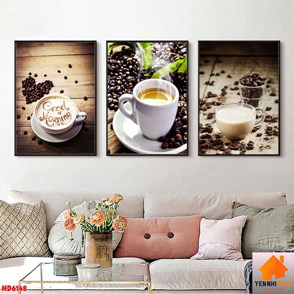 Tranh canvas khung gỗ cỡ đại treo quán Cafe, quán trà sữa, quán trà chanh  đẹp sang trọng, decor quán cực xinh