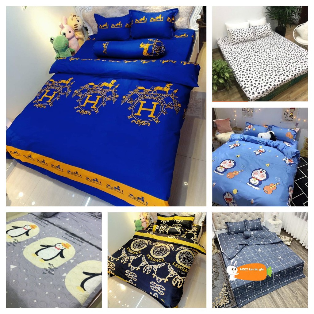 Ga Trải Giường Bọc Đệm Vải cotton poly hàn,LV hồng đỏ