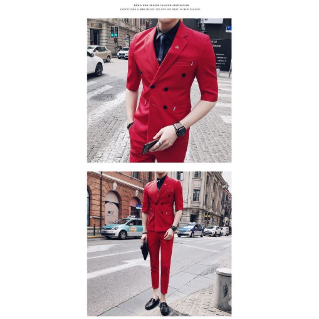 BỘ SUIT NAM A 343 T2 262 2 HÀNG KHUY  THỜI TRANG CỦA STAR SHUAI