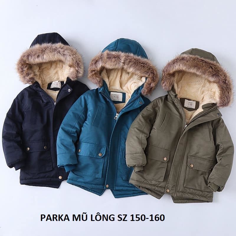 Áo PARKA cho bé từ 1 đến 14 tuổi, áo khoác dáng dài với lớp lót lông dày dặn mềm mịn siêu giữ ấm chuẩn QCCC - HK KIDS