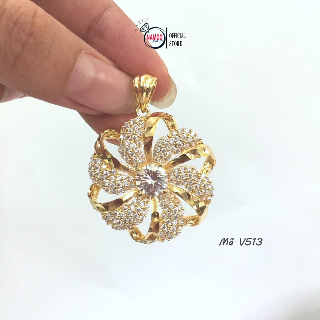 Kiềng Cổ Nữ Kết Hợp Mặt Dây Chuyền Hoa Đá V855