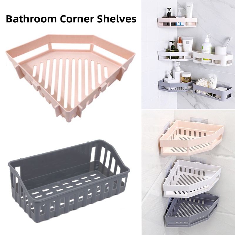 1 Kệ Đựng Đồ Gắn Góc Tường Không Đục Lỗ Sắp Xếp Gọn Gàng Cho Nhà Bếp Nhà Tắm