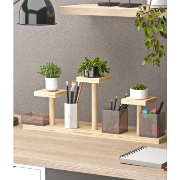 Kệ giá gỗ thông để đồ trang trí bàn làm việc,bàn học văn phòng
