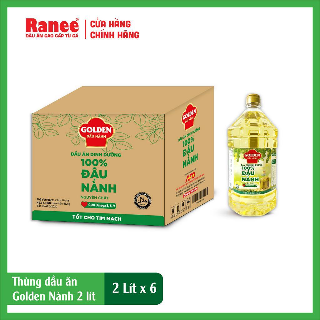 Thùng Dầu Đậu Nành cao cấp Golden 2 lít (2 lít x 6 chai)