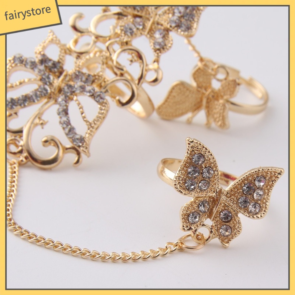 Nhẫn Hợp Kim Hình Bướm Đính Đá Xinh Xắn Cho Nữ