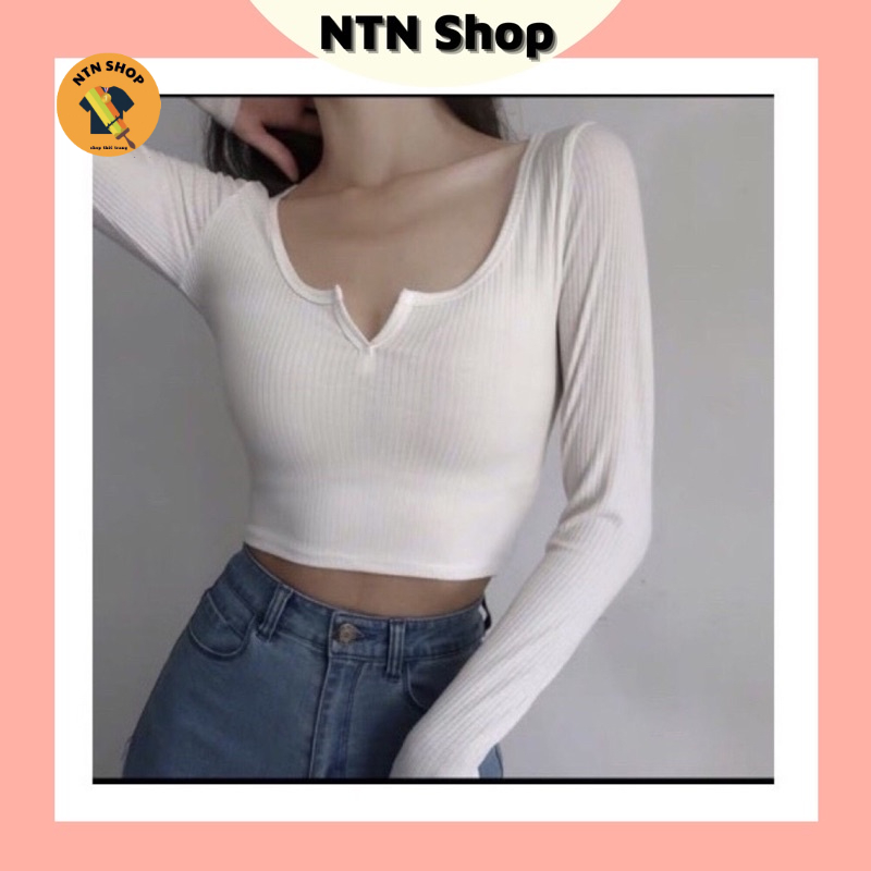 Áo Tay Dài Croptop body Cổ V