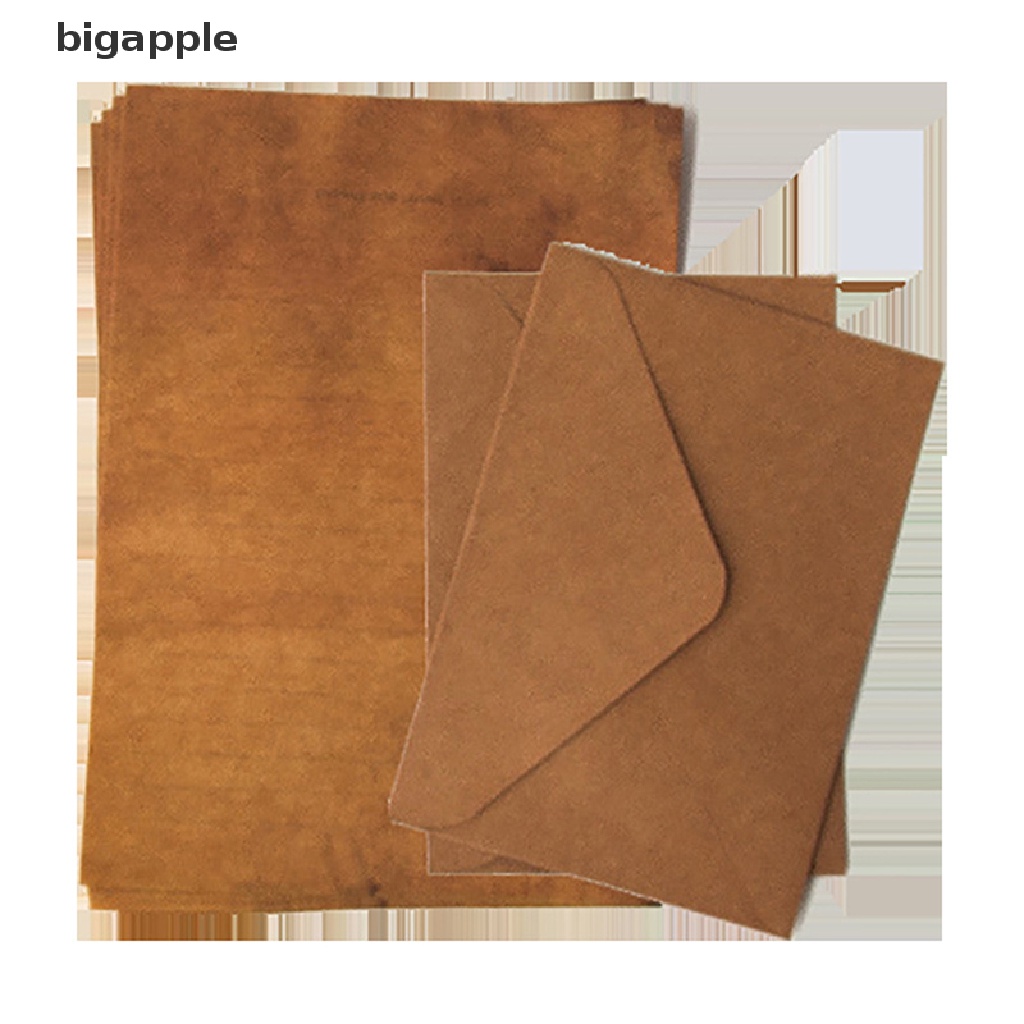 bigapple 12pcs/set Vintage Kraft Paper Envelopes Letter Paper Set Writing Pad Invitations RDG