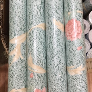 Cuộn giấy dán tường hồng leo nhạt dài 10 mét rộng 45cm
