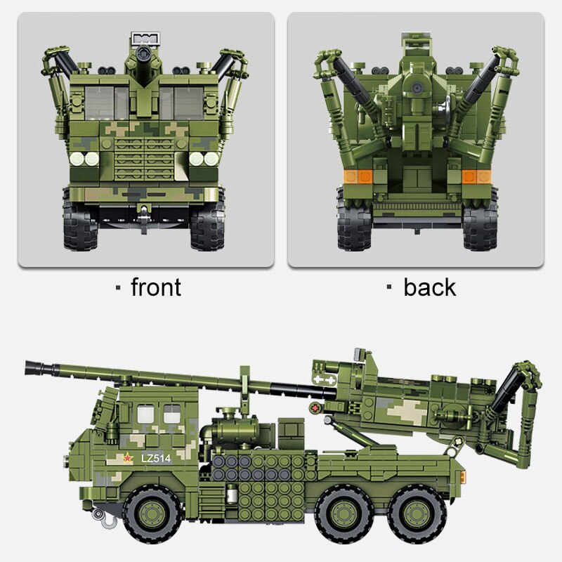 Đồ chơi Lắp ráp Mô hình xe tăng Panlos 639003 987Pcs Military WW2 Weapons Vehicle SH-15X Large Armored Cannonball Tank