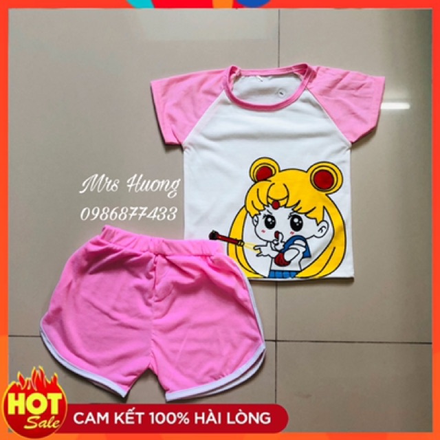 Bộ hè thuỷ thủ mặt trăng cho bé gái 8-18kg chất cotton