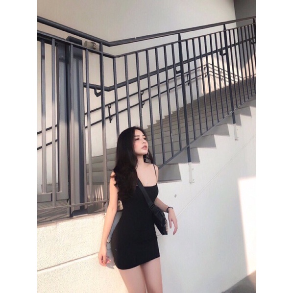 Đầm body váy body trơn hai dây bún siêu hot