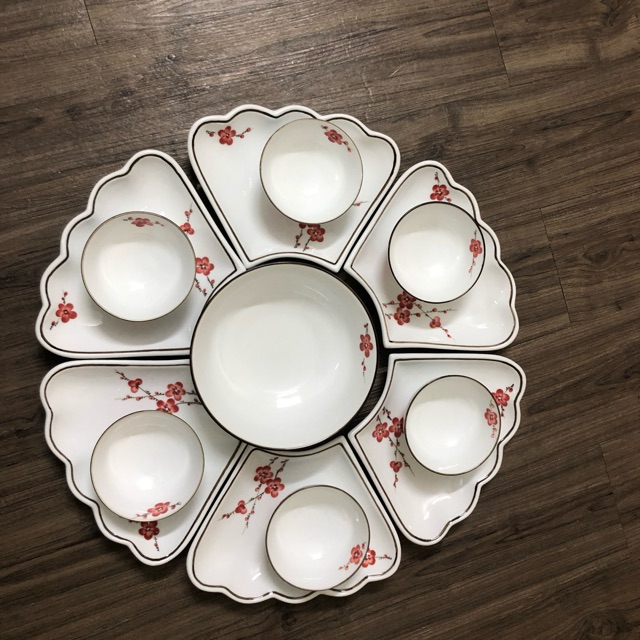 Bộ đồ ăn hoa mặt trời vẽ hoa đào