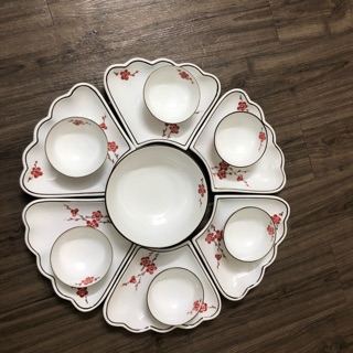 Bộ đồ ăn hoa mặt trời vẽ hoa đào