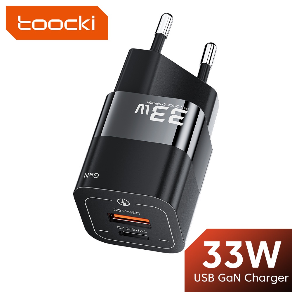 Cốc sạc Toocki 33W Galum Nitride USB và type C hỗ trợ sạc nhanh PD USB 3.0