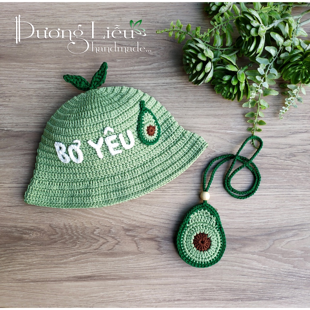 Nón Sợi Dệt Handmade Hình Quả Bơ Cho Bé