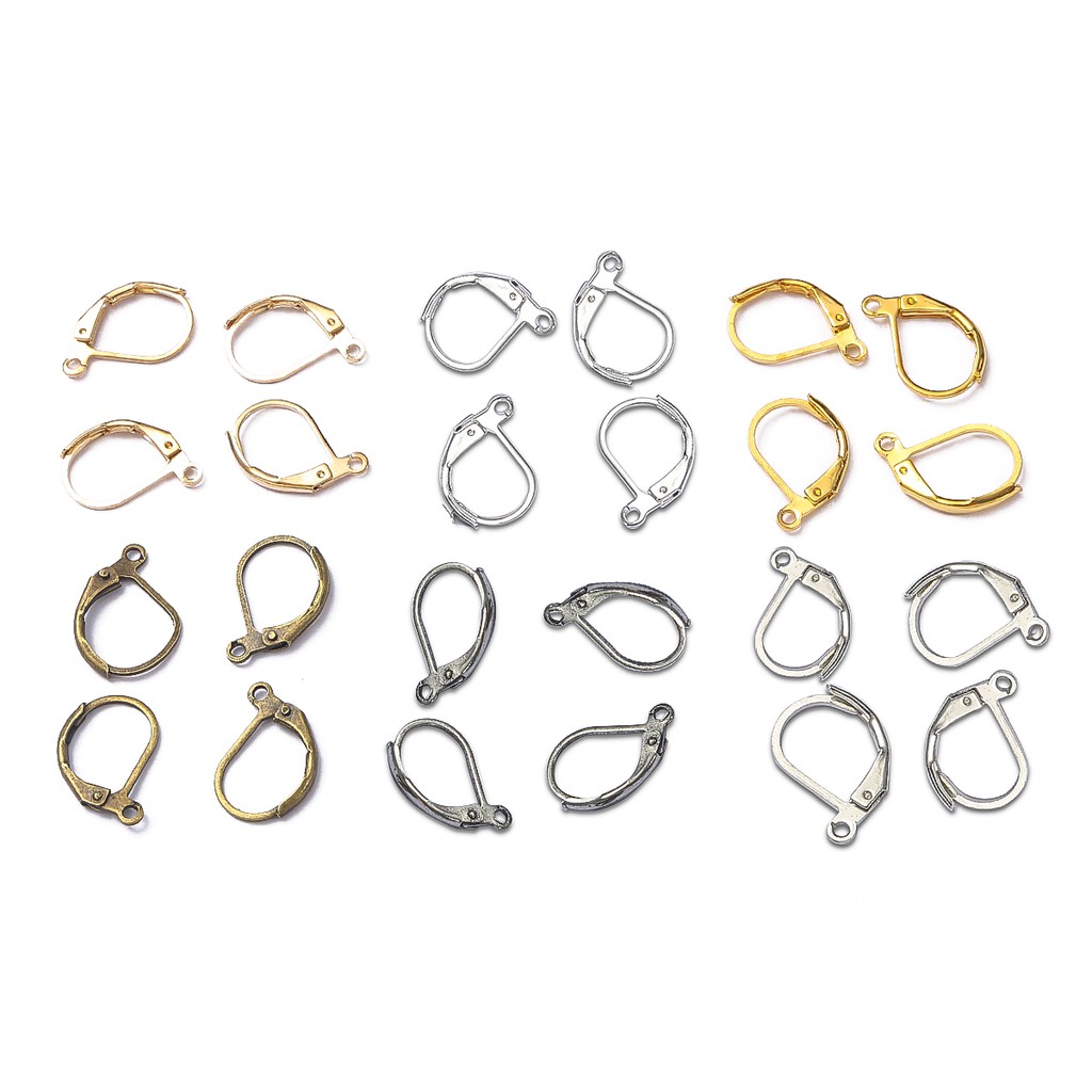 BEADIA Set 10 Khuyên Tai Màu Đồng/Vàng/Bạc Phong Cách Pháp Diy