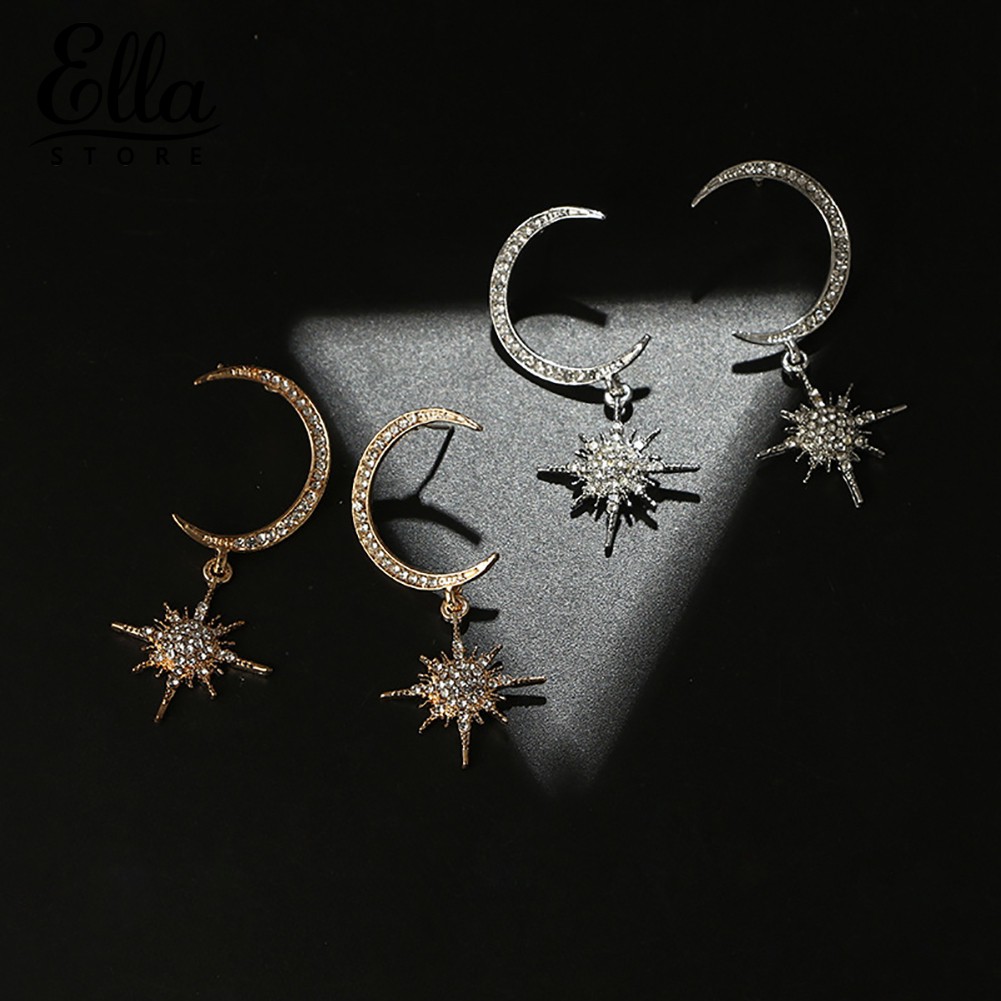 (eg7) Bông Tai Hình Mặt Trăng Đính Đá