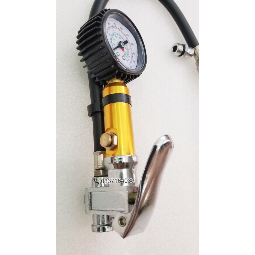 Tay Bơm Lốp Xe Ô Tô, Xe Máy Có Đồng Hồ Đo Áp Suất Có Nút Xả Khí Hàng Luxtop