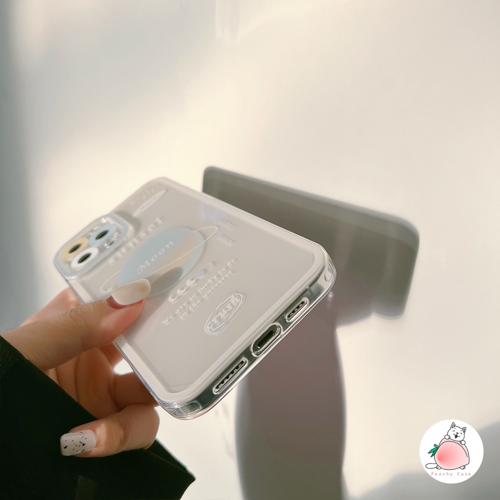 Ốp điện thoại TPU mềm họa tiết hoàng hôn trên mặt trăng thời trang cho iPhone 13 11 12 Pro Max X Xs Max Xr 7 8 Plus