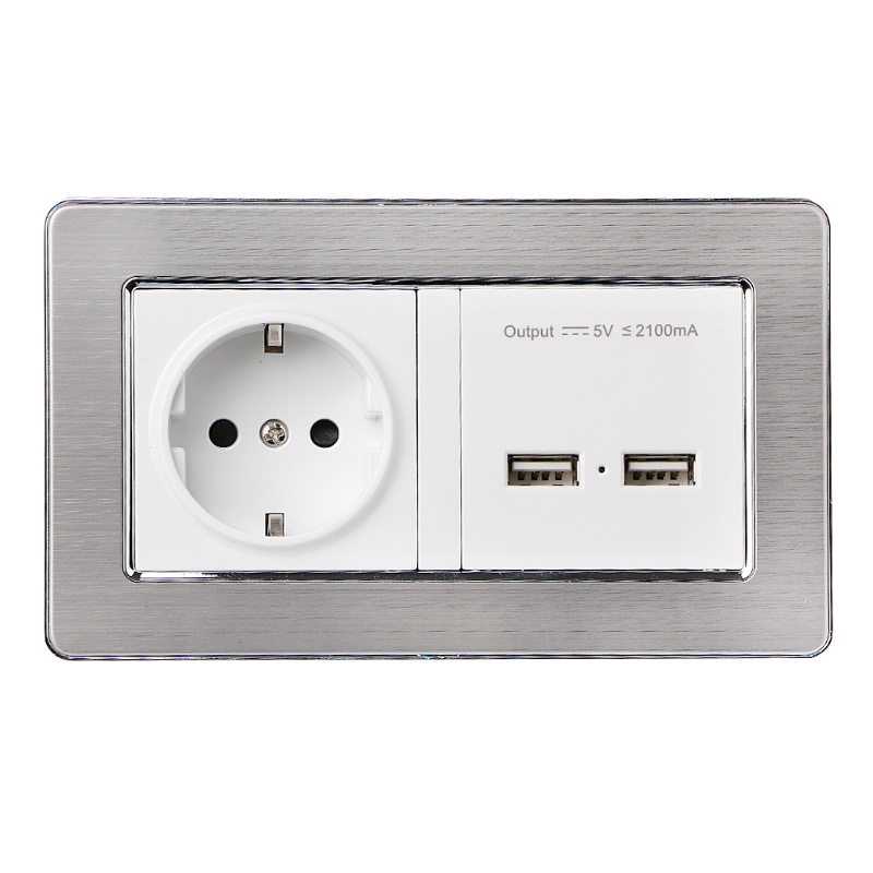 Ổ Cắm Điện EU Hai Cổng USB 5V 2.1A