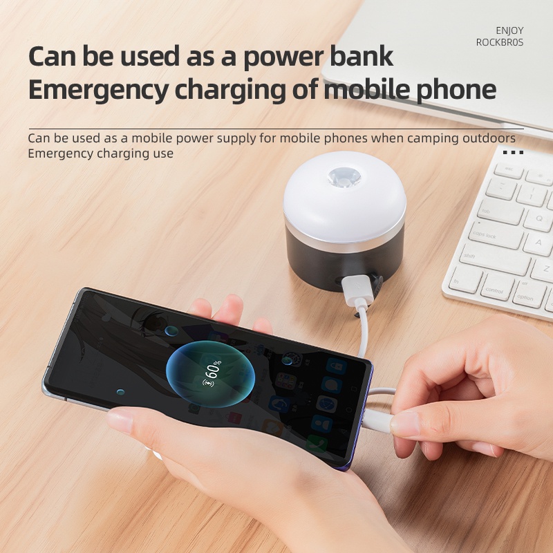 Rockbros Đèn Led Cắm Trại Chống Thấm Nước Đa Năng Có Thể Sạc Lại 3600mAh Tiện Dụng