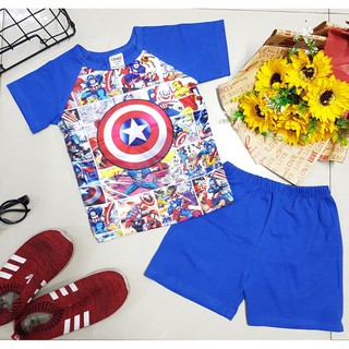 Bộ thun bé trai in đội trưởng Mỹ captain America